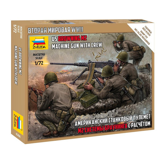 Zvezda US Machine Gun Browning with Crew 1:72 Plastic Figures Model Kit 6286