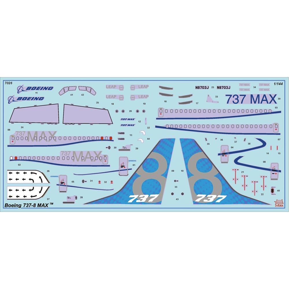 ZVEZDA 7026 Boeing 737-8 MAX Civil Airliner Plane Model Kit