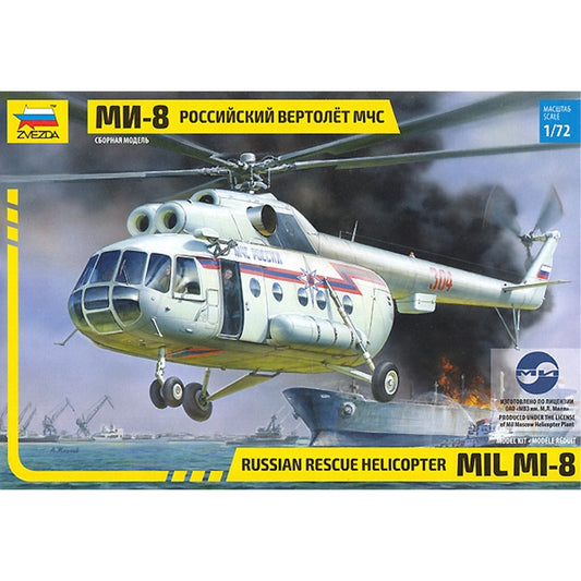 Zvezda Z7254 Mil Mi8 Rescue Helicopter 1:72 Plastic Model Kit