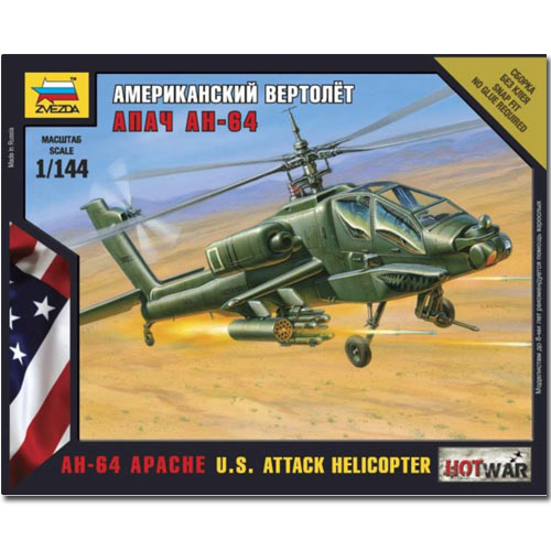 ZVEZDA 7408 AH-64 Apache Helicopter Snap Fit Model Kit 1:144 Hotwar